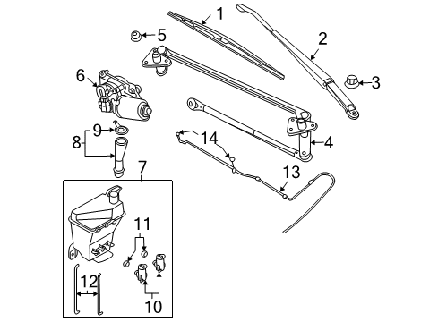 2005 Chevy Aveo Windshield - Wiper & Washer Components Diagram