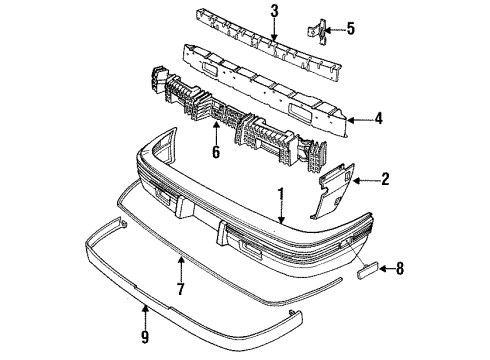 1990 Pontiac LeMans Front And Rear Bumper, Cover Diagram for 96078799