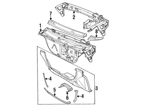 1991 Saturn SC Cowl Panels Diagram