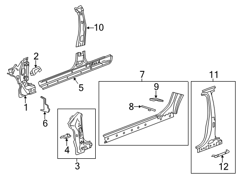 2015 Chevy Malibu Center Pillar, Hinge Pillar, Rocker Panel Diagram