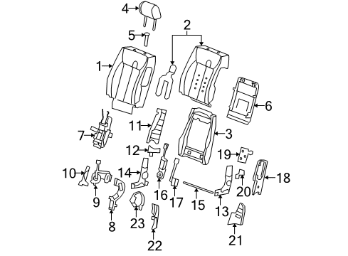 2009 Cadillac DTS Cover Assembly, Driver Seat Back Cushion *Linen Diagram for 25984375