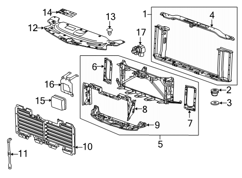 2016 Cadillac Escalade ESV Radiator Support Diagram