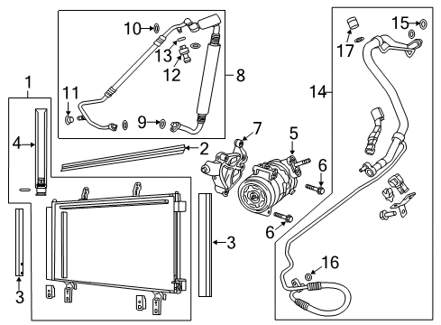 2014 Chevy Caprice A/C Condenser, Compressor & Lines Diagram