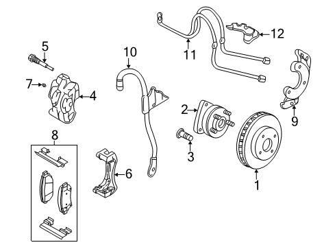 2003 Cadillac Seville Caliper Asm,Front Brake (Service) Diagram for 18046196