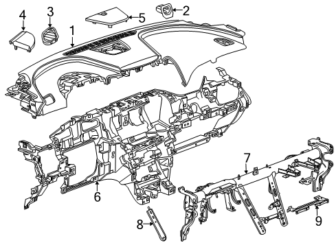 2019 Chevy Impala Bracket Assembly, Airbag Instrument Panel Module Lower Diagram for 22961285