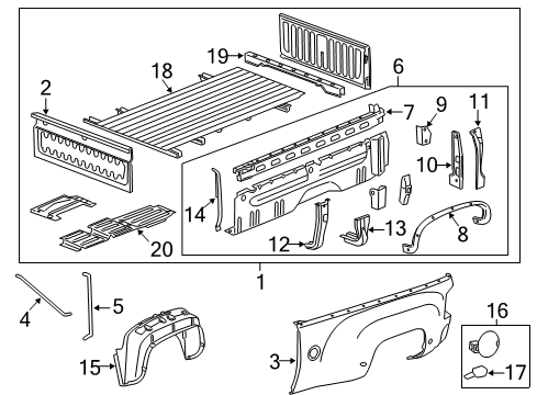 2012 GMC Sierra 3500 HD Pick Up Box Components Diagram 4 - Thumbnail