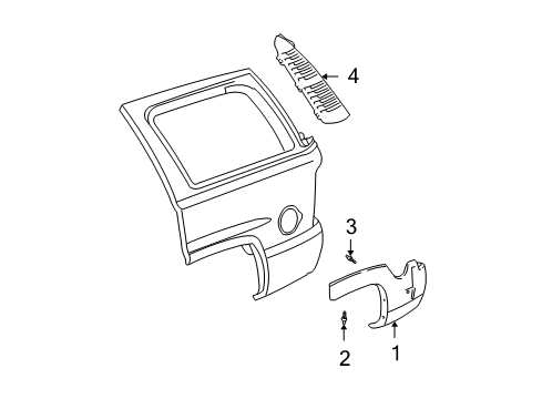 2006 Cadillac Escalade Molding Asm,Rear Wheel Opening *Primed (RH) *Paint To Mat Diagram for 89044656