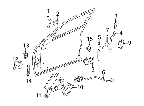 2005 Cadillac CTS Front Door - Lock & Hardware Diagram