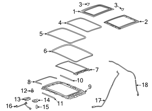 2021 Buick Envision Hose Assembly, Sun Rf Hsg Frt Drn Diagram for 84958325