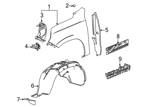 2022 Chevy Suburban Fender Assembly, Front Diagram for 84384211