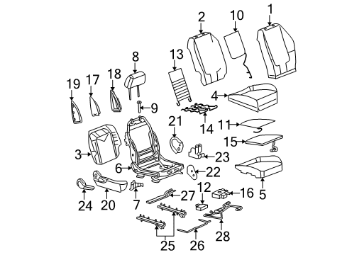 2007 Pontiac G6 Frame Assembly, Passenger Seat Diagram for 15952684