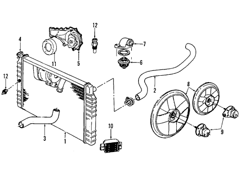 1989 Cadillac Allante Radiator Coolant Inlet Hose (Upper) Diagram for 3634782