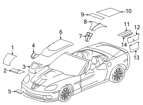 2013 Chevy Corvette Decal, Rear Compartment Lid *Silver Diagram for 22916376