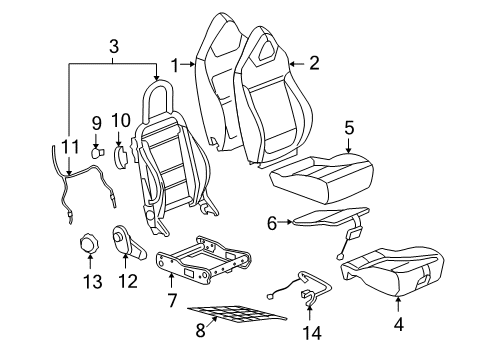 2010 Saturn Sky Pad Assembly, Driver Seat Back Cushion Cover Diagram for 15942894