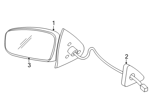 2002 Oldsmobile Alero Mirror,Outside Rear View Diagram for 22676405