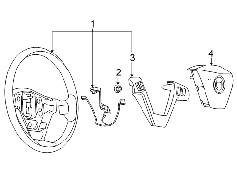 2004 Cadillac SRX Steering Column, Steering Wheel Diagram 3 - Thumbnail