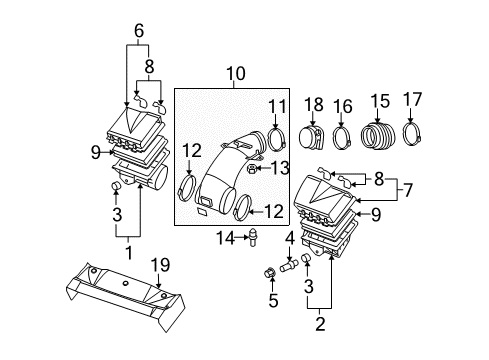 2005 Chevy Corvette Housing,Air Cleaner Upper Diagram for 10342023