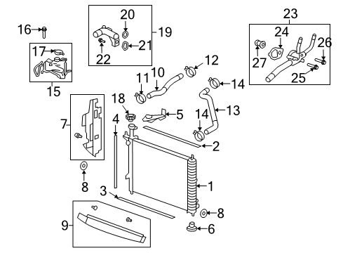 2008 Saturn Outlook Radiator & Components Diagram