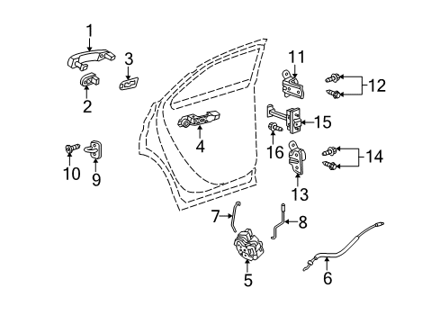 2012 Chevy Equinox Rear Door - Lock & Hardware Diagram