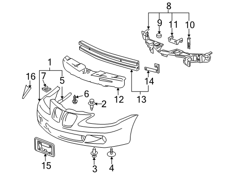 2005 Pontiac Grand Prix Front Bumper Diagram 1 - Thumbnail