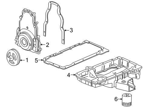 2004 Chevy Corvette Engine Parts, Mounts, Cylinder Head & Valves, Camshaft & Timing, Oil Pan, Oil Pump, Crankshaft & Bearings, Pistons, Rings & Bearings Diagram