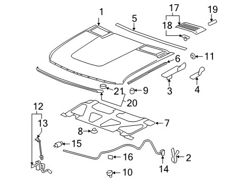 2009 Chevy Silverado 2500 HD Bracket, Hood Hinge Lower Diagram for 15887400