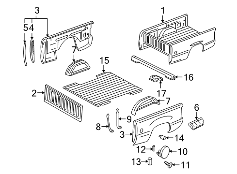 2006 Chevy Silverado 1500 Pickup Box Assembly, Front & Side Panels, Floor Diagram 1 - Thumbnail