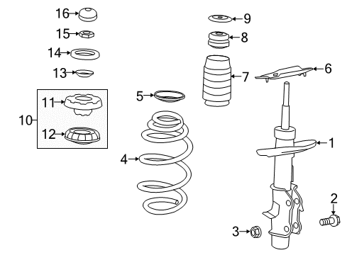 2011 Chevy Camaro Washer, Front Suspension Strut Mount Diagram for 13502405