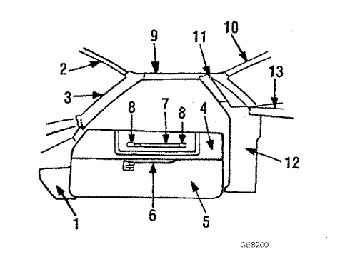 1985 GMC Caballero Molding Reveal Source:H Diagram for 20008144