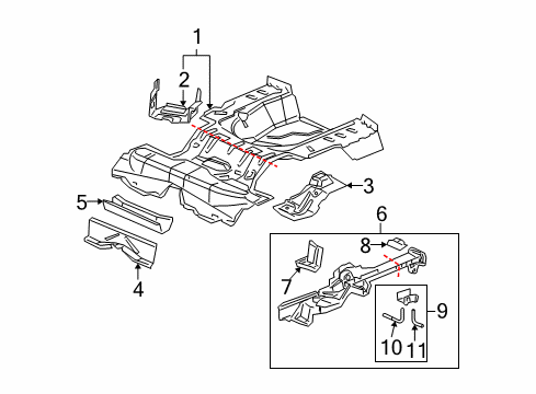 2009 Pontiac G5 Rear Body - Floor & Rails Diagram