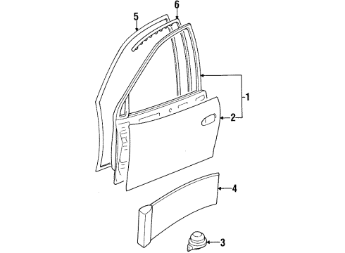 2001 Cadillac Catera Sealing Strip,Front Side Door Weatherstrip Diagram for 24463067