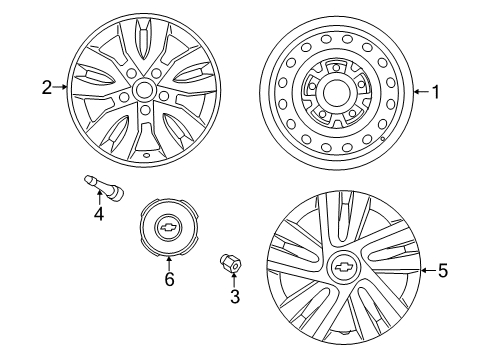 2015 Chevy City Express Wheel Rim Assembly,Front & Rear Diagram for 19317622