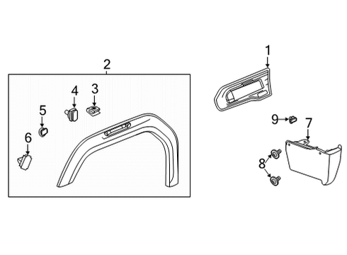 2022 GMC Sierra 2500 HD Protector Assembly, F/Fdr Paint *Black Diagram for 84660784