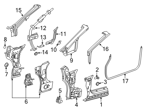 2018 Buick Cascada Panel Assembly, Body Side Outer Front Diagram for 39086962