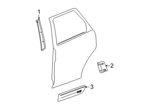 2002 Saturn Vue Applique,Rear Side Door Window Frame Front Diagram for 15247923