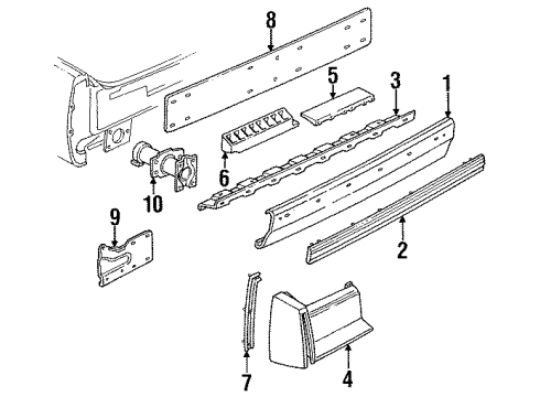 1991 Cadillac DeVille Reinforcement, Rear Bumper Center Filler Diagram for 25533853