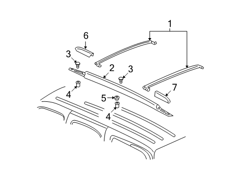 2008 GMC Yukon XL 1500 Luggage Carrier Diagram 1 - Thumbnail