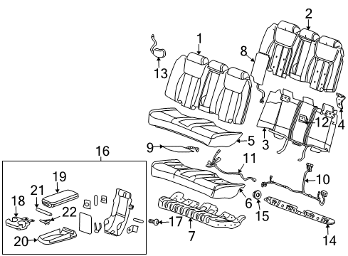 2010 Cadillac DTS Cover Assembly, Rear Seat Back Cushion *Shale Diagram for 15216403