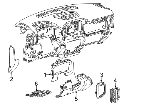 2021 GMC Sierra 1500 Bolster Assembly, I/P Knee Aux *Black Diagram for 84487351