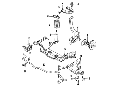 1996 Pontiac Firebird Front Suspension, Control Arm Diagram 3 - Thumbnail