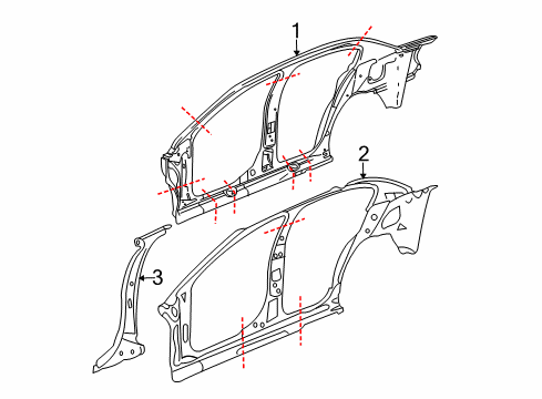 2008 Chevy Malibu Center Pillar, Hinge Pillar, Rocker Panel, Uniside Diagram 3 - Thumbnail