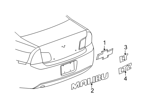 2008 Chevy Malibu Exterior Trim - Trunk Lid Diagram 3 - Thumbnail