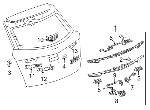 2017 Cadillac XT5 Exterior Trim - Lift Gate Diagram 1 - Thumbnail