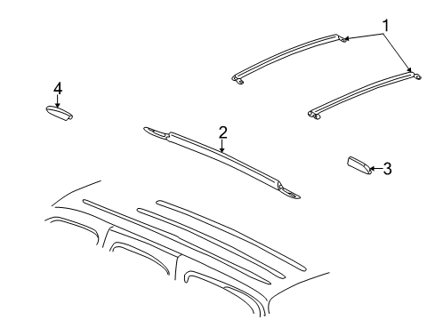 2002 Cadillac Escalade Rail Kit,Luggage Carrier Side Diagram for 88943435