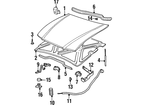 1999 Buick LeSabre Insulator,Hood Diagram for 25651922