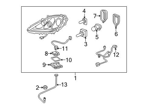 2012 Chevy Corvette Capsule/Headlamp/Fog Lamp Headlamp Diagram for 20909412