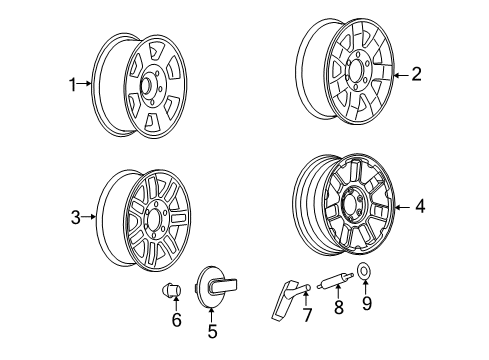 2008 Hummer H3 Wheel Cap Diagram for 9597233