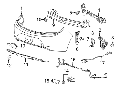 2016 Buick Cascada Bracket Assembly, Rear Bumper Lower Fascia Diagram for 13369030