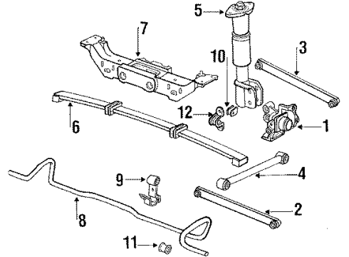 1991 Pontiac Grand Prix Rear Suspension, Control Arm Diagram 1 - Thumbnail