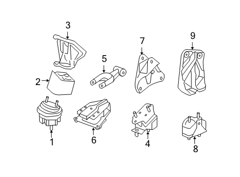 2008 Pontiac Grand Prix Engine & Trans Mounting Diagram